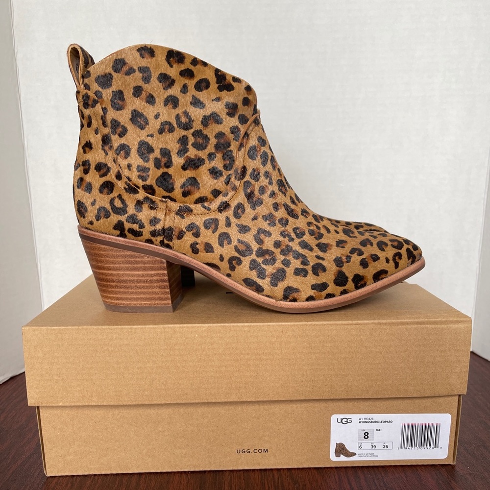UGG AUSTRALIA KINGSBURG LEOPARD ANKLE BOOTS SZ 8